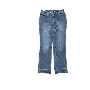 D'Mode Classix Jeans Women 6 Blue Straight Leg Dark Wash Mid Rise Studded Pocket